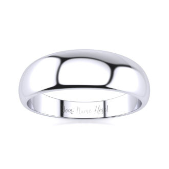 14K White Gold 6MM Heavy Tapered Ladies and Mens Wedding Band, Size 12